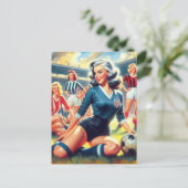  voetbal meisjes illustratie briefkaart (Staand voorkant)