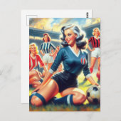  voetbal meisjes illustratie briefkaart (Voorkant / Achterkant)