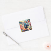 voetbal meisjes illustratie vierkante sticker (Envelop)