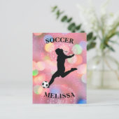 Voetbal Meisjes Kleurrijke Sparkle Briefkaart (Staand voorkant)