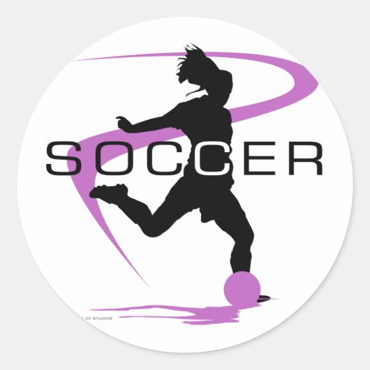 Voetbal - Meisjes - Roze Ronde Sticker (Voorkant)