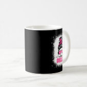 Voetbal Messy Bun Mama Cheer Coach Borstkanker Ble Koffiemok (Voorkant rechts)