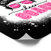 Voetbal Messy Bun Mama Cheer Coach Borstkanker Ble Poster (Hoek)