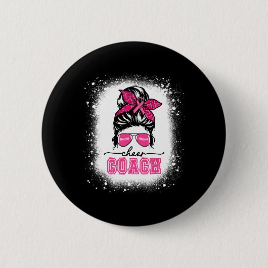 Voetbal Messy Bun Mama Cheer Coach Borstkanker Ble Ronde Button 5,7 Cm (Voorkant)