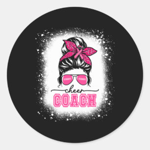Voetbal Messy Bun Mama Cheer Coach Borstkanker Ble Ronde Sticker