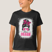 Voetbal Messy Bun Mama Cheer Coach Borstkanker Ble T-shirt (Voorkant)