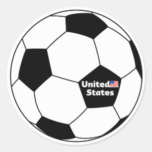 VOETBAL MET AMERIKAANSE VLAG RONDE STICKER