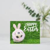 Voetbal met bal en bundel voor speler feestdagenkaart (Staand voorkant)