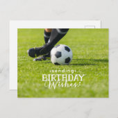 Voetbal met bal en gelukkige verjaardag briefkaart (Voorkant / Achterkant)
