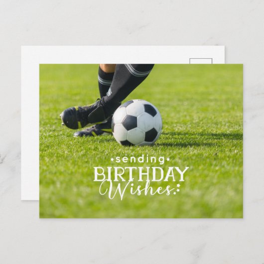 Voetbal met bal en gelukkige verjaardag briefkaart (Voorkant / Achterkant)