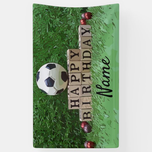 Voetbal met bal op de groene partij spandoek (Verticaal)