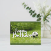 Voetbal met bal op groen gras briefkaart (Staand voorkant)