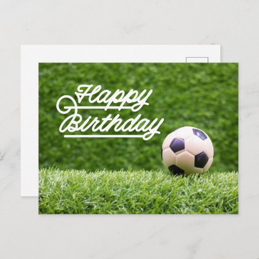 Voetbal met bal op groene gras briefkaart (Voorkant / Achterkant)