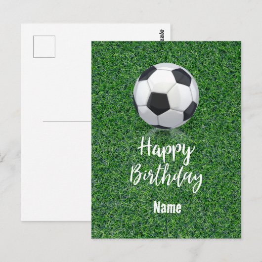 Voetbal met bal voor Speler met naam Briefkaart (Voorkant / Achterkant)