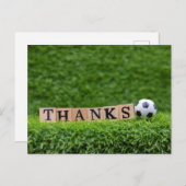 Voetbal met Bedankt op groen gras Briefkaart (Voorkant / Achterkant)