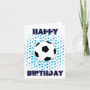 Voetbal met blauwe kleuren, Happy Birthday Kaart