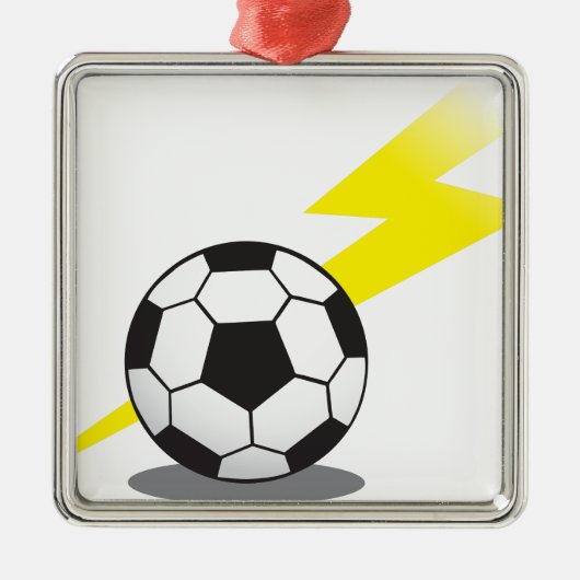 Voetbal met bliksemschicht metalen ornament (Voorkant)