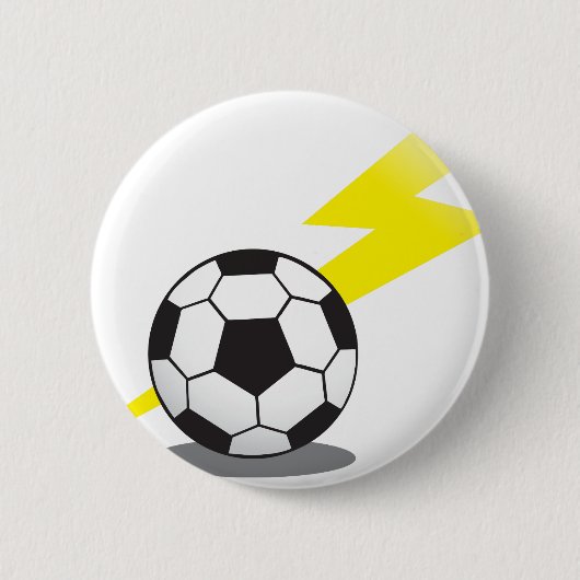 Voetbal met bliksemschicht ronde button 5,7 cm (Voorkant)