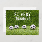 Voetbal met dank aan de hand van de liefdesbal op  briefkaart (Voorkant / Achterkant)
