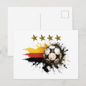 Voetbal met Duitse vlag en vier gouden sterren Briefkaart (Voorkant / Achterkant)
