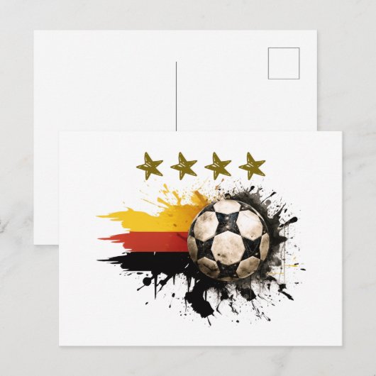 Voetbal met Duitse vlag en vier gouden sterren Briefkaart (Voorkant / Achterkant)