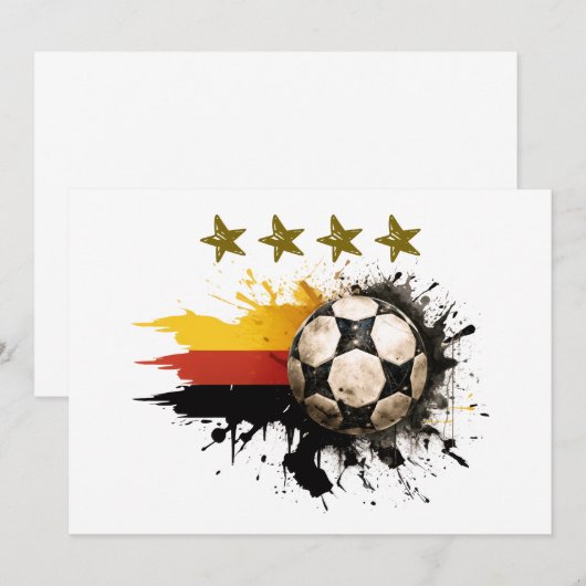 Voetbal met Duitse vlag en vier gouden sterren Kaart (Voorkant / Achterkant)