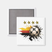 Voetbal met Duitse vlag en vier gouden sterren Magneet (Voorkant / Achterkant)