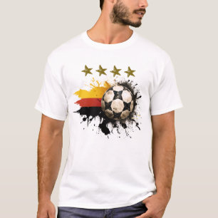 Voetbal met Duitse vlag en vier gouden sterren T-shirt