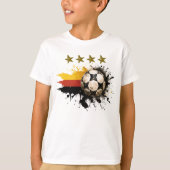 Voetbal met Duitse vlag en vier gouden sterren T-shirt (Voorkant)