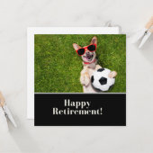 Voetbal met een vrolijke pensionering met een lach kaart (Voorkant / Achterkant in situ)