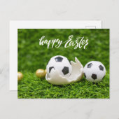Voetbal met eieren Pasen op groen gras Briefkaart (Voorkant / Achterkant)