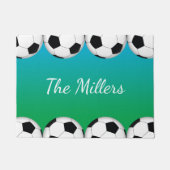 Voetbal met familienaam of monogram deurmat (Voorkant)