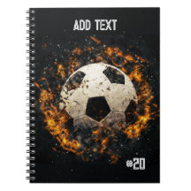 Voetbal met Flames Spiral Photo Notitieboek
