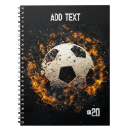 Voetbal met Flames Spiral Photo Notitieboek