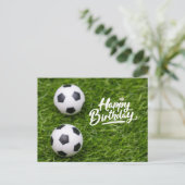 Voetbal met Football op groen gras Briefkaart (Staand voorkant)