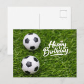 Voetbal met Football op groen gras Briefkaart (Voorkant / Achterkant)