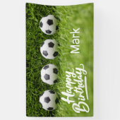 Voetbal met Football op groen gras Spandoek (Verticaal)