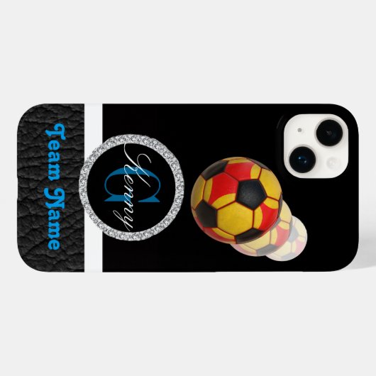 Voetbal met geel Sinaasappel en zwart Case-Mate iPhone Case (Achterkant (horizontaal))