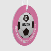 Voetbal met gepersonaliseerd naamnummerbericht ornament (voorkant)