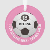 Voetbal met gepersonaliseerd naamnummerbericht ornament (achterkant)