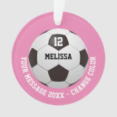 Voetbal met gepersonaliseerd naamnummerbericht ornament (voorkant)