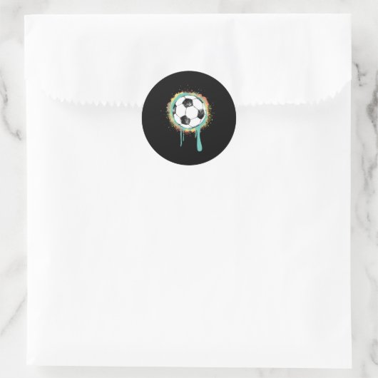 Voetbal met graffitiverf ronde sticker (Tas)