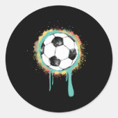 Voetbal met graffitiverf ronde sticker (Voorkant)