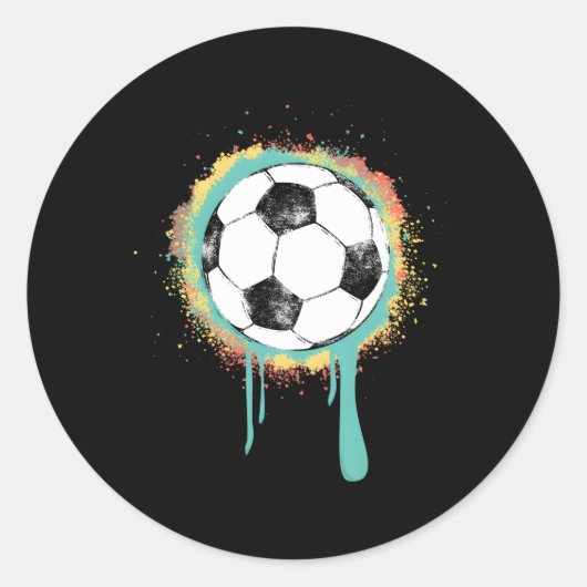 Voetbal met graffitiverf ronde sticker (Voorkant)