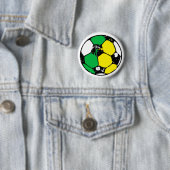Voetbal met groene en gele teamkleuren ronde button 5,7 cm (In situ)