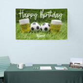 Voetbal met Happy Birthday met bier Spandoek (Beurs)