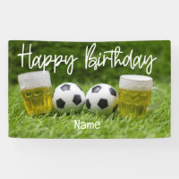 Voetbal met Happy Birthday met bier