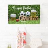 Voetbal met Happy Birthday met bier Spandoek (Insitu)