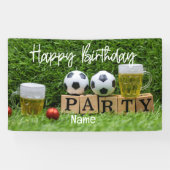 Voetbal met Happy Birthday met bier Spandoek (Horizontaal)