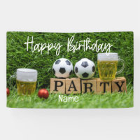 Voetbal met Happy Birthday met bier